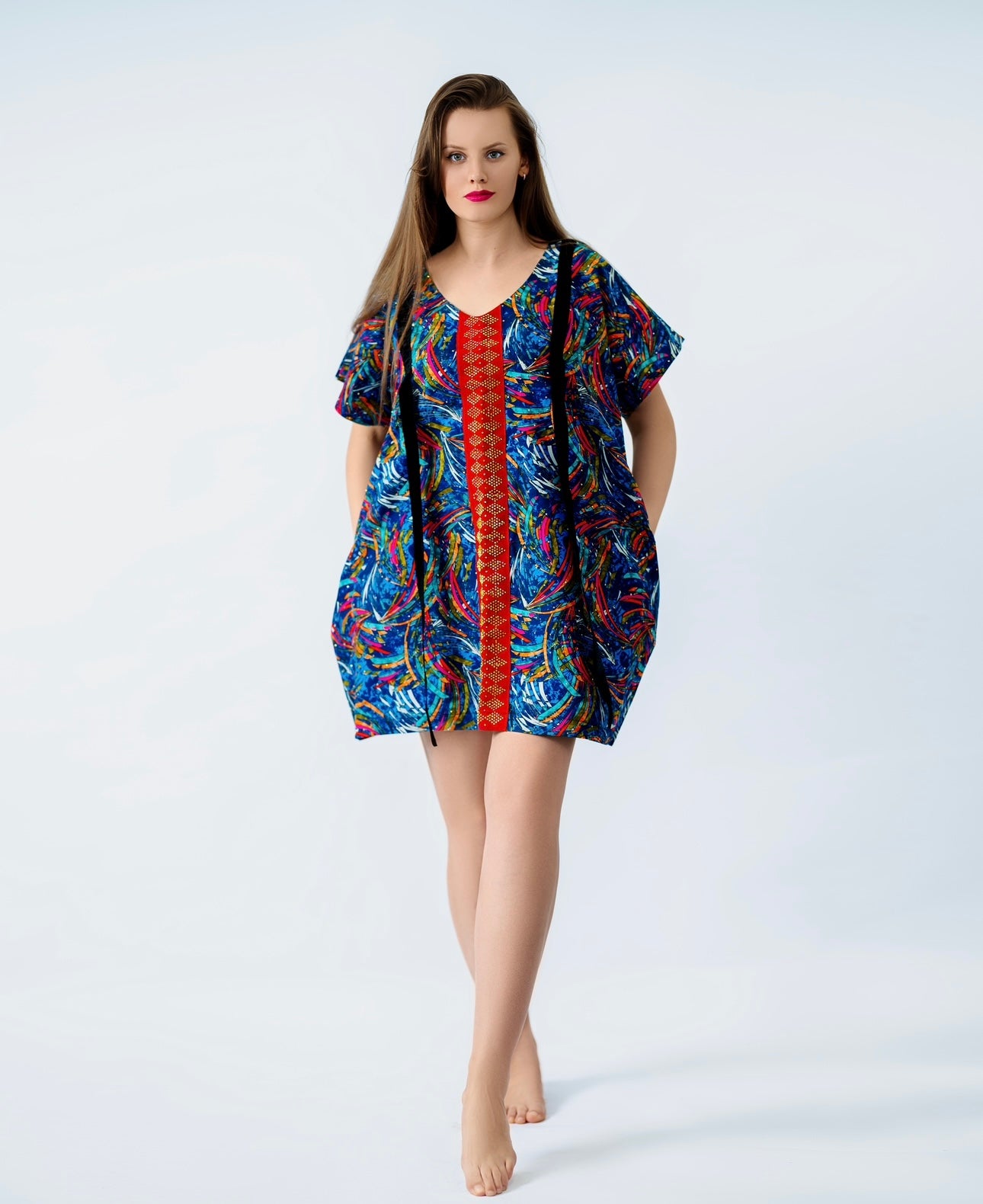 Ankara Kaftan V neck Dress MIA Fashion House