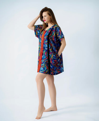 Ankara Kaftan V neck Dress