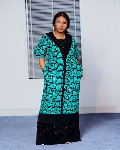 Ankara Kaftan with black Sequence